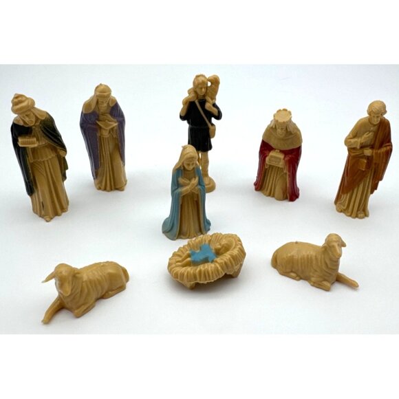 Vintage Merrilite Christmas Nativity Set 9 Pc Baby Jesus Hand Decorated 1985 - Picture 1 of 8
